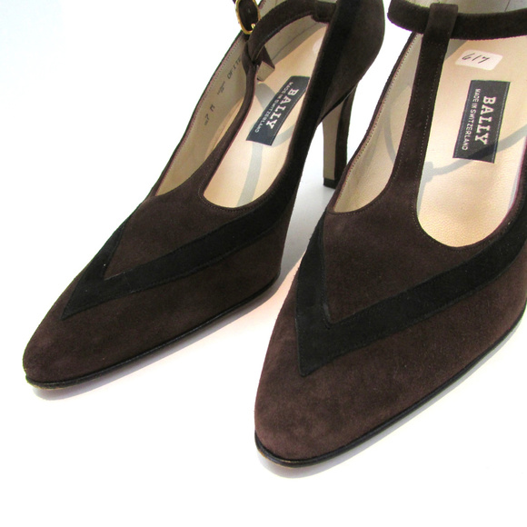 Bally of Switzerland Brown Suede Pointed Toe Heels - Picture 3 of 8